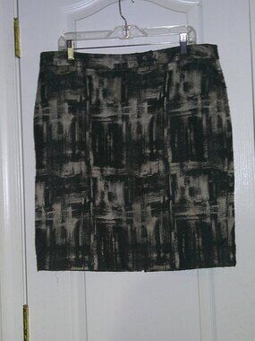 Talbots Petites Black Gold Metallic Skirt Size 16P Textured Pencil Classic